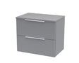 Hudson Reed Fluted 600mm Satin Grey Wall Hung 2-Drawer Vanity and Worktop