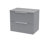 Hudson Reed Fluted 600mm Satin Grey Wall Hung 2-Drawer Vanity and Worktop
