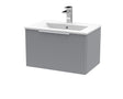 Hudson Reed Fluted 600mm Satin Grey Wall Hung Single Drawer Vanity Unit With Basin
