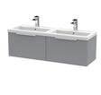 Hudson Reed Fluted 1200mm Wall Hung 2-Drawer Vanity Unit with Double Basin