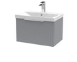 Hudson Reed Fluted 600mm Satin Grey Wall Hung Single Drawer Vanity Unit With Basin