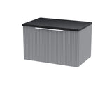 Hudson Reed Fluted 600mm Satin Grey Wall Hung Single Drawer Vanity Unit With Laminate Top