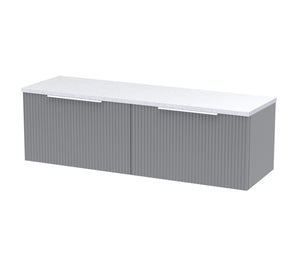 Hudson Reed Fluted 1200mm Wall Hung 2-Drawer Vanity Unit With Laminate Worktop