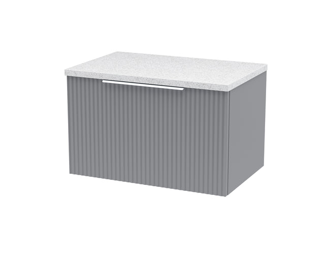 Hudson Reed Fluted 600mm Wall Hung Single Drawer Vanity Unit With Laminate Top