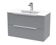 Hudson Reed Fluted 800mm Satin Grey Wall Hung 2-Drawer Vanity Unit With Basin