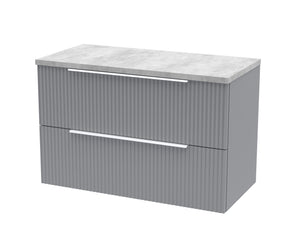 Hudson Reed Fluted 800mm Wall Hung 2-Drawer Vanity Unit With Laminate Top