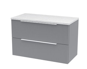 Hudson Reed Fluted 800mm Wall Hung 2-Drawer Vanity With Laminate Top