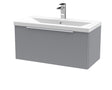 Hudson Reed Fluted 800mm Wall Hung Single Drawer Vanity Unit With Basin