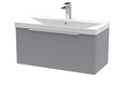 Hudson Reed Fluted 810mm Wall Hung Single Drawer Vanity Unit With Basin