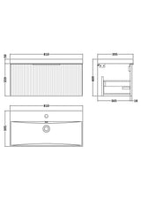 Hudson Reed Fluted 810mm Wall Hung Single Drawer Vanity Unit With Basin