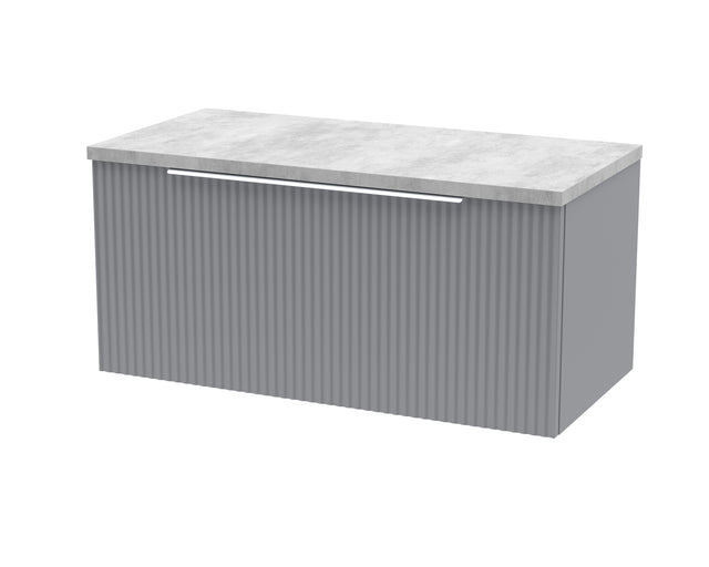 Fluted 800mm Wall Hung Single Drawer Vanity and Laminate Top