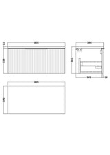 Fluted 800mm Wall Hung Single Drawer Vanity and Laminate Top