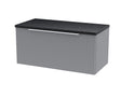 Hudson Reed Fluted 800mm Wall Hung Satin Grey Single Drawer Vanity Unit With Laminate Top