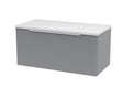 Hudson Reed Fluted 800mm Satin Grey Wall Hung Single Drawer Vanity Unit With Laminate Top