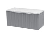 Hudson Reed Fluted 800mm Satin Grey Wall Hung Single Drawer Vanity Unit With Laminate Top