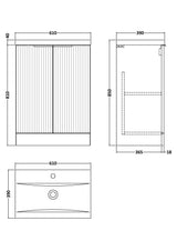 Hudson Reed Fluted 600mm Floor Standing 2-Door Vanity Unit With Basin