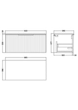 Hudson Reed Fluted 800mm Wall Hung Single Drawer Vanity with Worktop