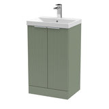 Hudson Reed Fluted 510mm Floor Standing 2-Door Vanity Unit with Basin
