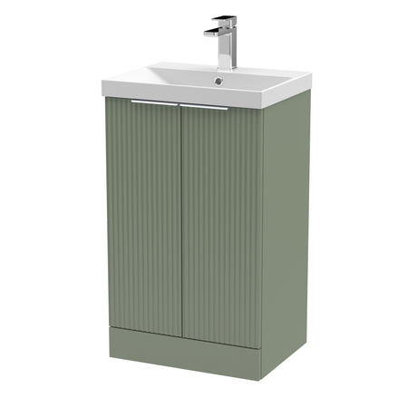 Hudson Reed Fluted 510mm Floor Standing 2-Door Vanity Unit with Basin