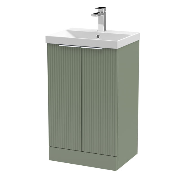 Hudson Reed Fluted 510mm Floor Standing 2-Door Vanity Unit with Basin
