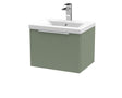 Hudson Reed Fluted 510mm Satin Green Wall Hung Single Drawer Vanity Unit With Basin