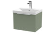 Hudson Reed Fluted 500mm Satin Green Wall Hung Single Drawer Vanity and Basin