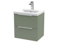 Hudson Reed Fluted 500mm Satin Green 2-Drawer Wall Hung Vanity Unit With Basin