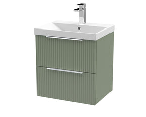 Hudson Reed Fluted 500mm Wall Hung 2-Drawer Vanity Unit With Basin