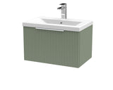 Hudson Reed Fluted 600mm Wall Hung Single Drawer Vanity Unit with Basin