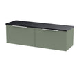 Hudson Reed Fluted 1200mm Satin Green Wall Hung 2-Drawer Vanity Unit With Laminate Worktop