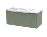 Hudson Reed Fluted 800mm Wall Hung Single Drawer Vanity Unit With Laminate Worktop