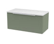 Hudson Reed Fluted 800mm Satin Green Wall Hung Single Drawer Vanity With Laminate Top