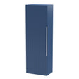 Hudson Reed Fluted 400mm 1 Door Satin Blue Wall Hung Tall Cabinet With Handles