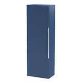 Hudson Reed Fluted 400mm 1 Door Satin Blue Wall Hung Tall Cabinet With Handles