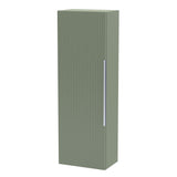 Hudson Reed Fluted 400mm 1 Door Satin Green Wall Hung Tall Cabinet With Handles