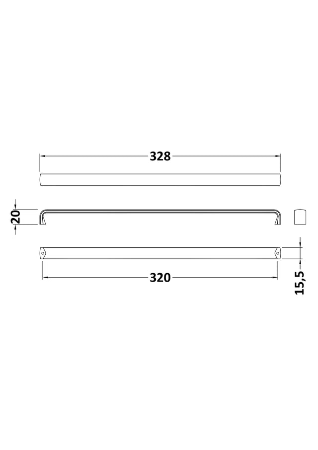 328mm D Handle (320mm Centres)