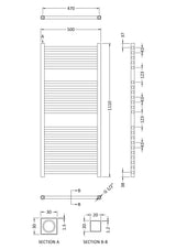 Electric Radiator 1100 x 500mm (500 Watt)