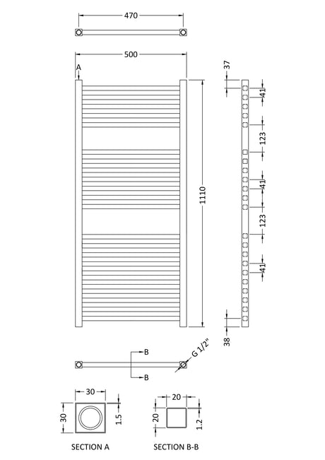 Electric Radiator 1100 x 500mm (500 Watt)