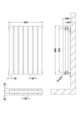 Horizontal Double Panel Radiator 600 x 412mm