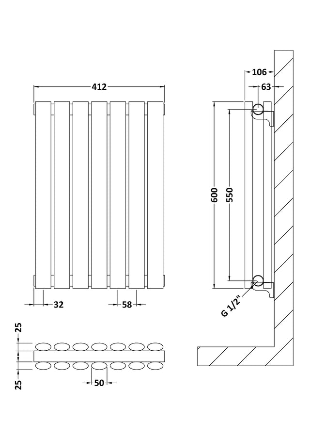 Horizontal Double Panel Radiator 600 x 412mm