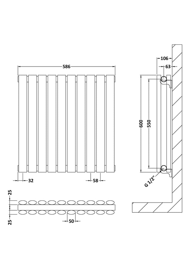 Horizontal Double Panel Radiator 600 x 586mm