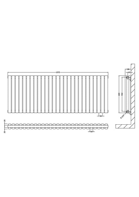 Horizontal Double Panel Radiator 600 x 1572mm