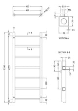 Heated Towel Rail 1200 x 450mm