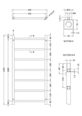 Heated Towel Rail 1200 x 600mm