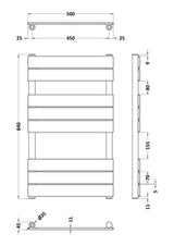 Piazza Square Towel Radiator with Flat Panels 840mm x 500mm