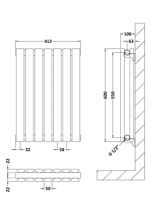 Horizontal Double Panel Radiator 600 x 412mm