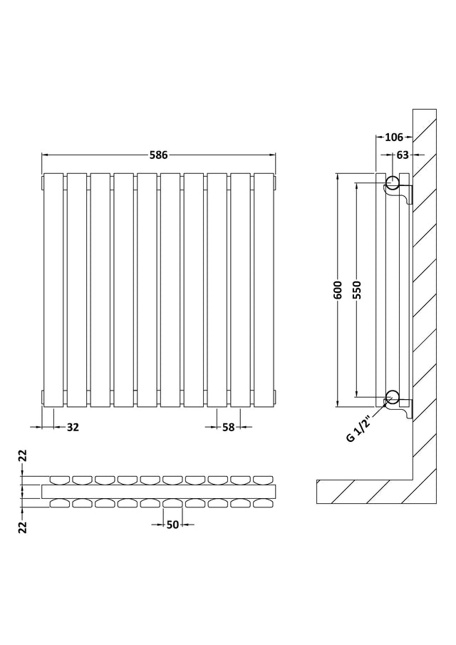 Horizontal Double Panel Radiator 600 x 586mm