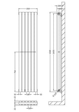 Vertical Double Panel Radiator 1500 x 354mm