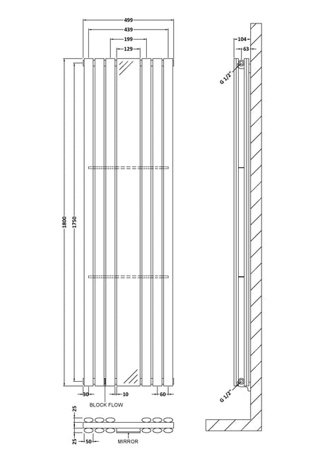 Double Panel Designer Radiator 1800 x 499mm