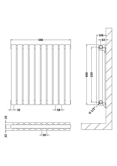 Horizontal Double Panel Radiator 600 x 586mm